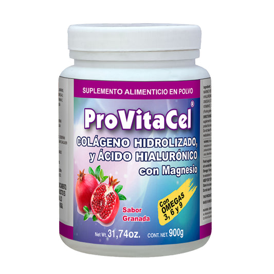 Polvo PROVITACEL ® colágeno hidrolizado, ácido hialurónico y magnesio bote 900g