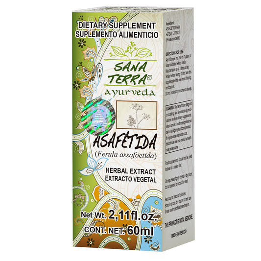 Extracto vegetal SANA TERRA ® goma de asafétida caja frasco gotero 60ml