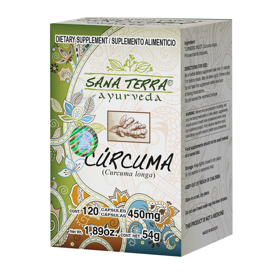 Cápsulas SANA TERRA ® cúrcuma caja frasco 120