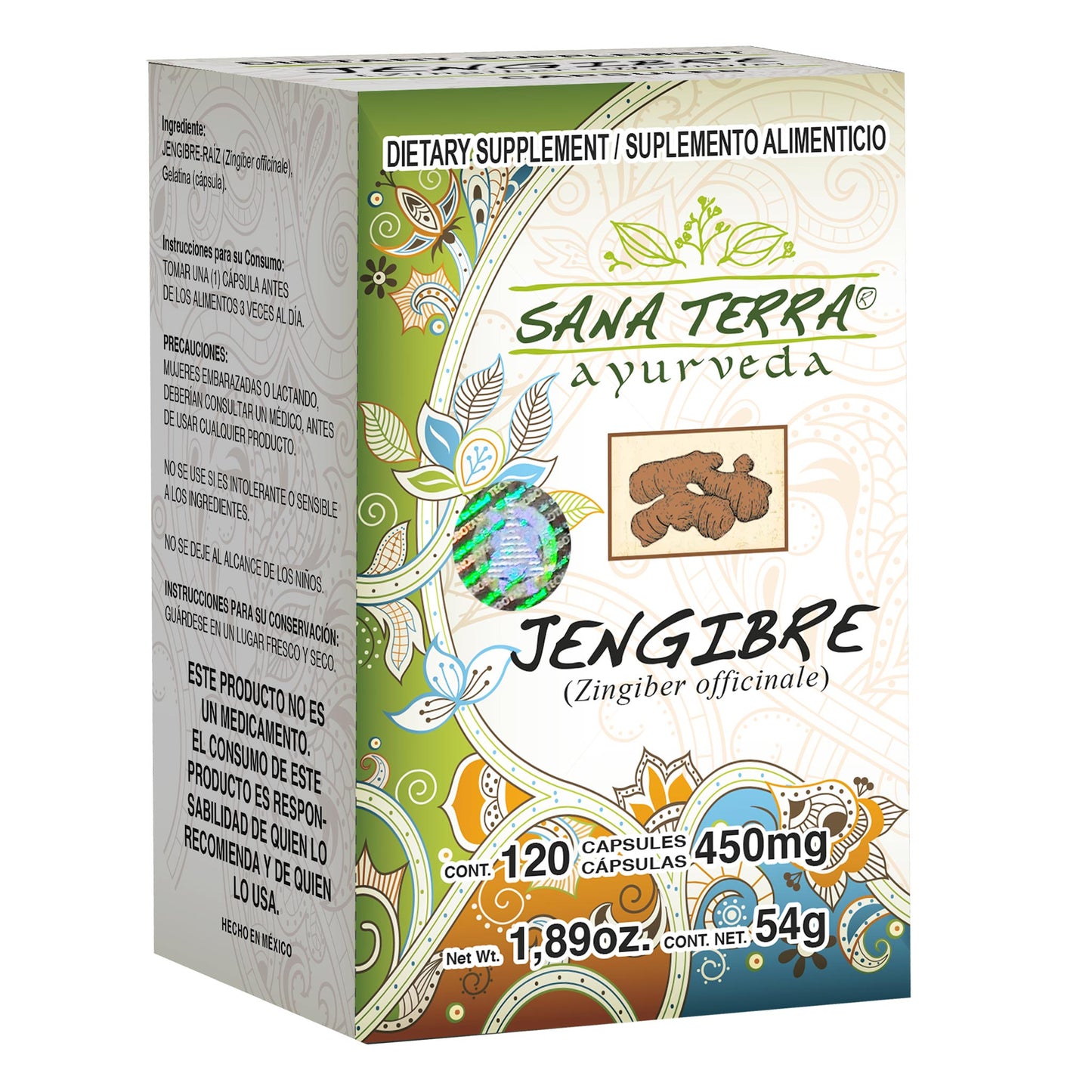 Cápsulas SANA TERRA ® jengibre caja frasco 120u