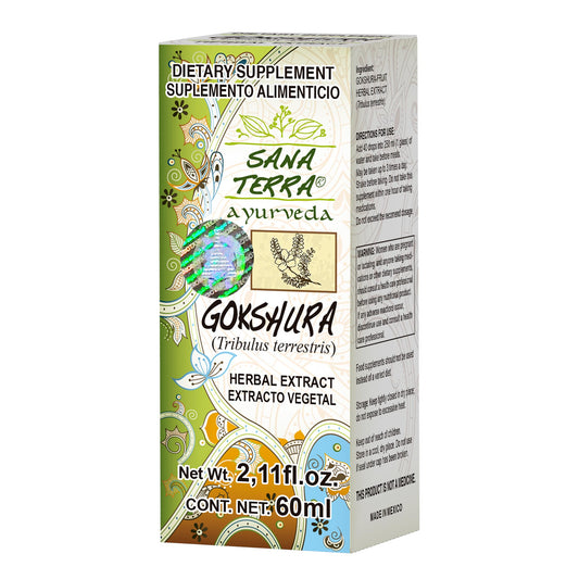 Extracto vegetal SANA TERRA ® gokshura caja frasco gotero 60ml