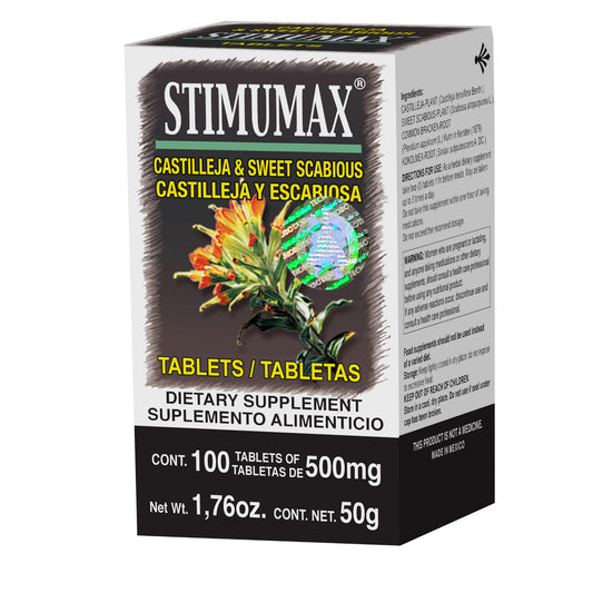 Tabletas STIMUMAX ® castilleja y escabiosa caja frasco 100