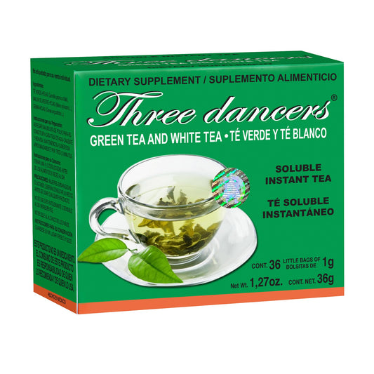 Té soluble THREE DANCERS ® té verde y té blanco caja 36 sbrs