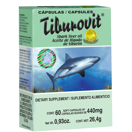 Cápsulas TIBUROVIT ® aceite de hígado de tiburón caja blister 60