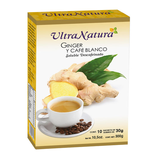 Café soluble ULTRANATURA ® café blanco y jengibre descafeinado caja 300g