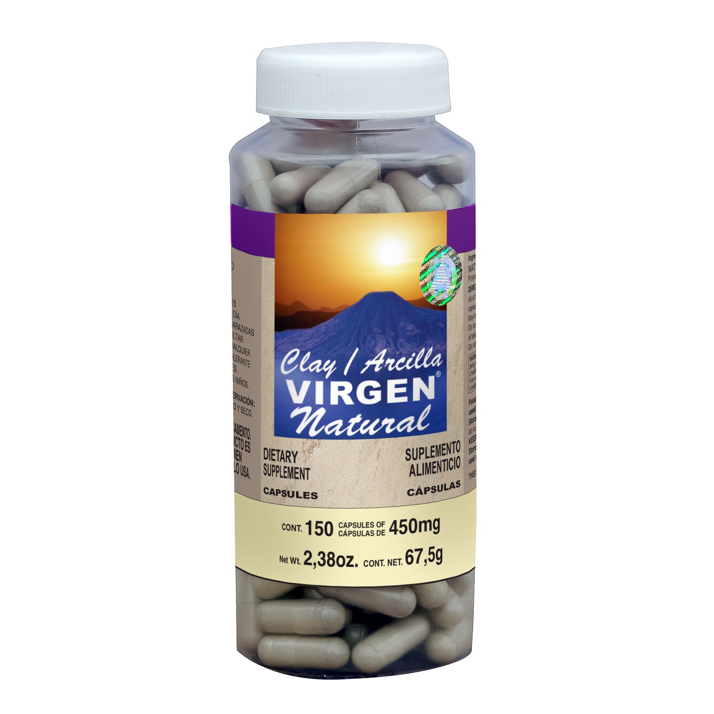 Cápsulas VIRGEN ®  arcilla natural frasco 150u