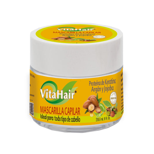 Mascarilla capilar VITAHAIR ® argán, keratina y jojoba tarro 236.6ml