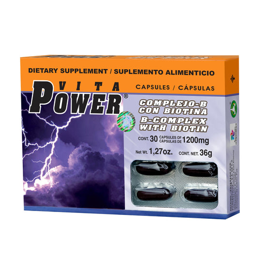 Cápsulas VITAPOWER ® complejo B con biotina caja blister 30